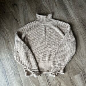 High Neck Tan Knit Sweater